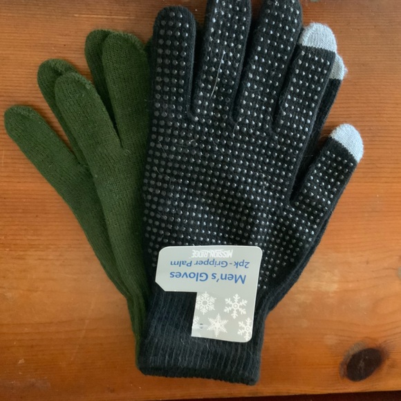 2 Pack of Men’s Gloves Thin Green Black Gripper Touchscreen Stretch OSFA Unisex - Picture 12 of 14